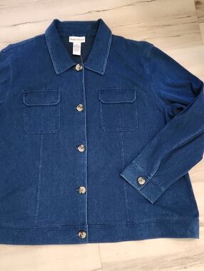 Draper's & Damon's Button Up Stretchy Lightweight Long Sleeve Denim Top Size 3X